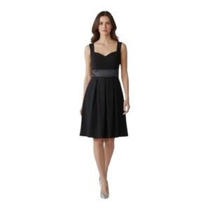 Maggy London Black Silk Sash Pleated Scoop Neck Sleeveless Evening Dress Classic